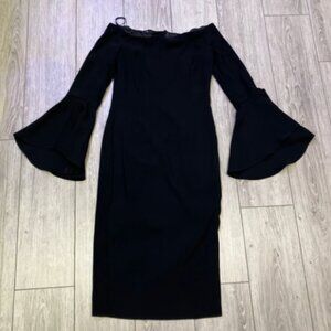 Bardot black off-shoulder dress bell sleeves